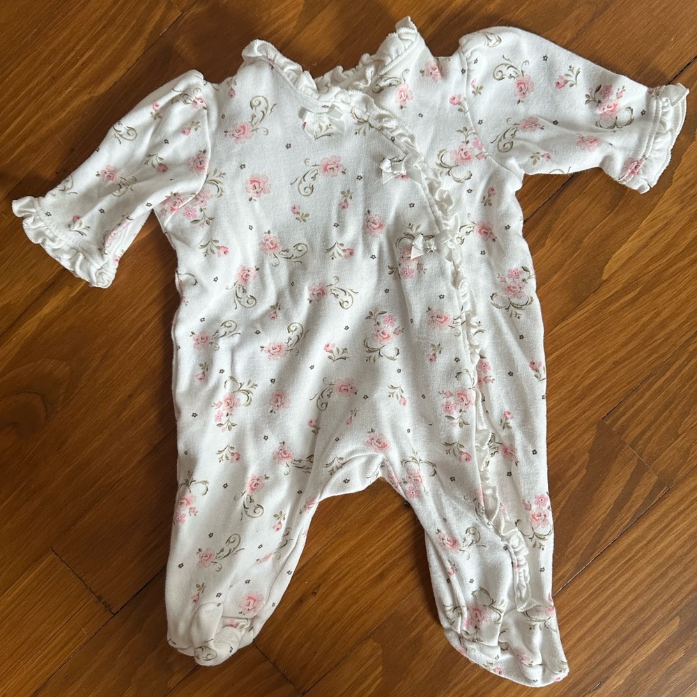 Little Me Floral Ruffled Newborn Sleeper